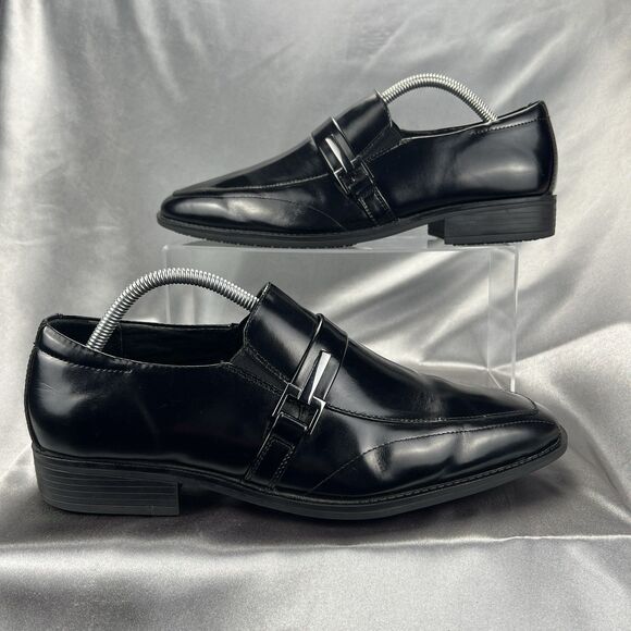 Stacy Adams Abram Men's 9.5W Moc Toe Slip On Black Leather Dress Shoes 20186-001 - Picture 3 of 17